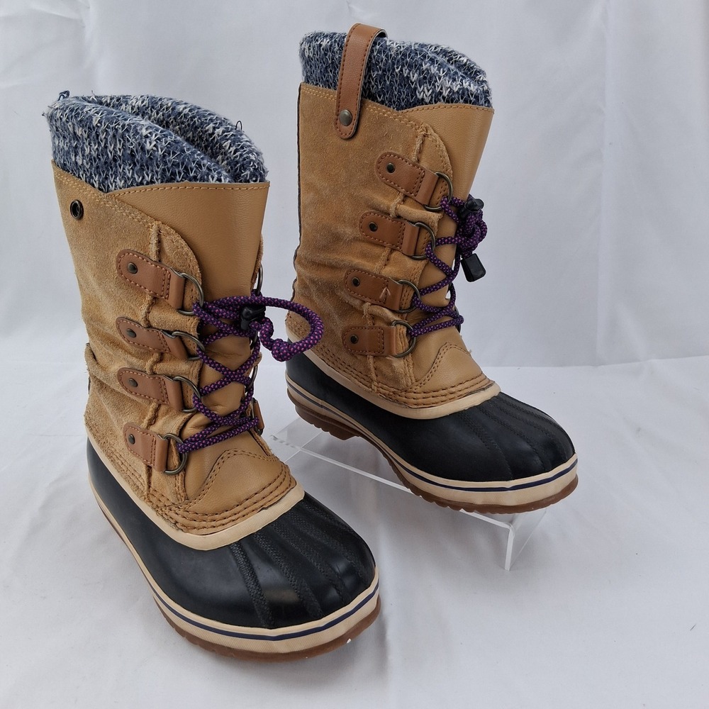 Sorel Tofino II Waterproof Winter‎ Boots Tan Black Purple NY2413-373 Kids Size 3